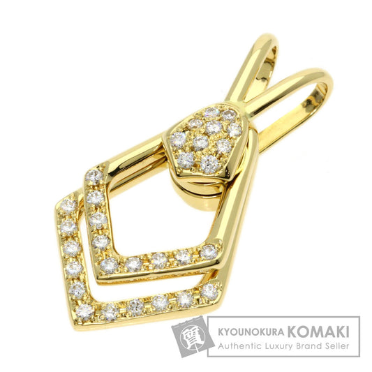 WALTHAM swing diamond Pendant top K18 Yellow Gold Ladies [Used]