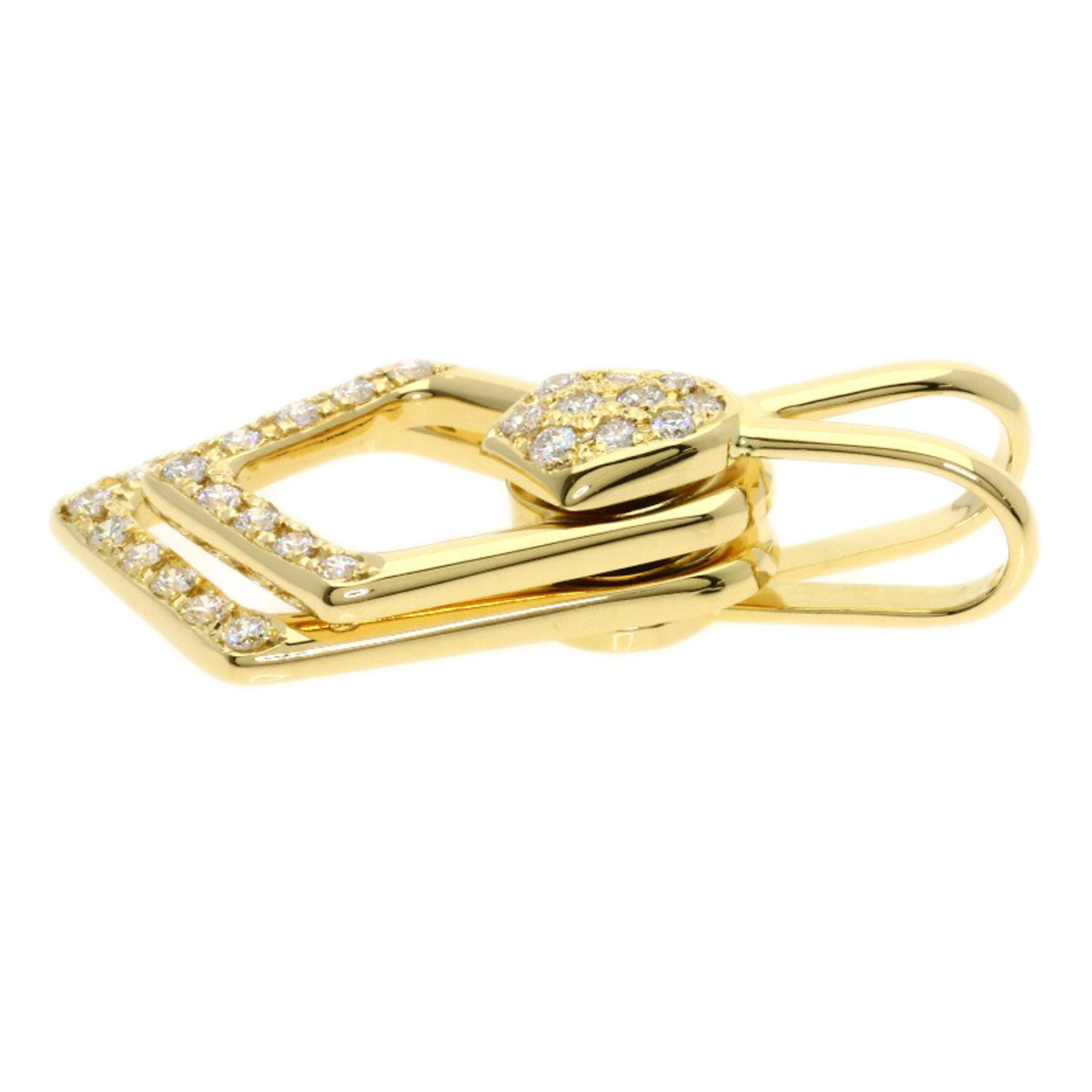 WALTHAM swing diamond Pendant top K18 Yellow Gold Ladies [Used]