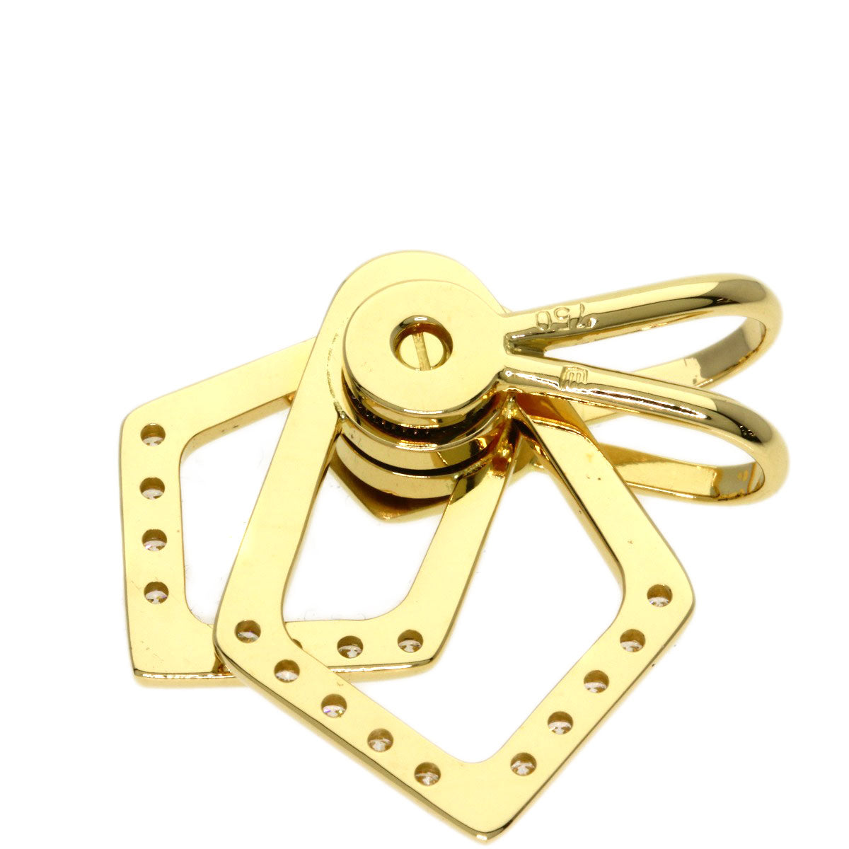 WALTHAM swing diamond Pendant top K18 Yellow Gold Ladies [Used]