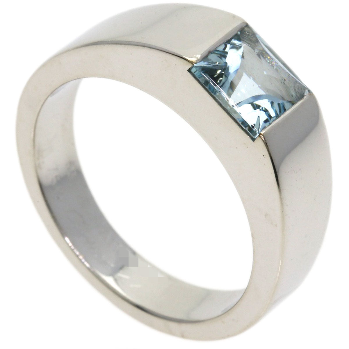 CARTIER Tank Aquamarine #53 Ring K18 White Gold Ladies [Used]