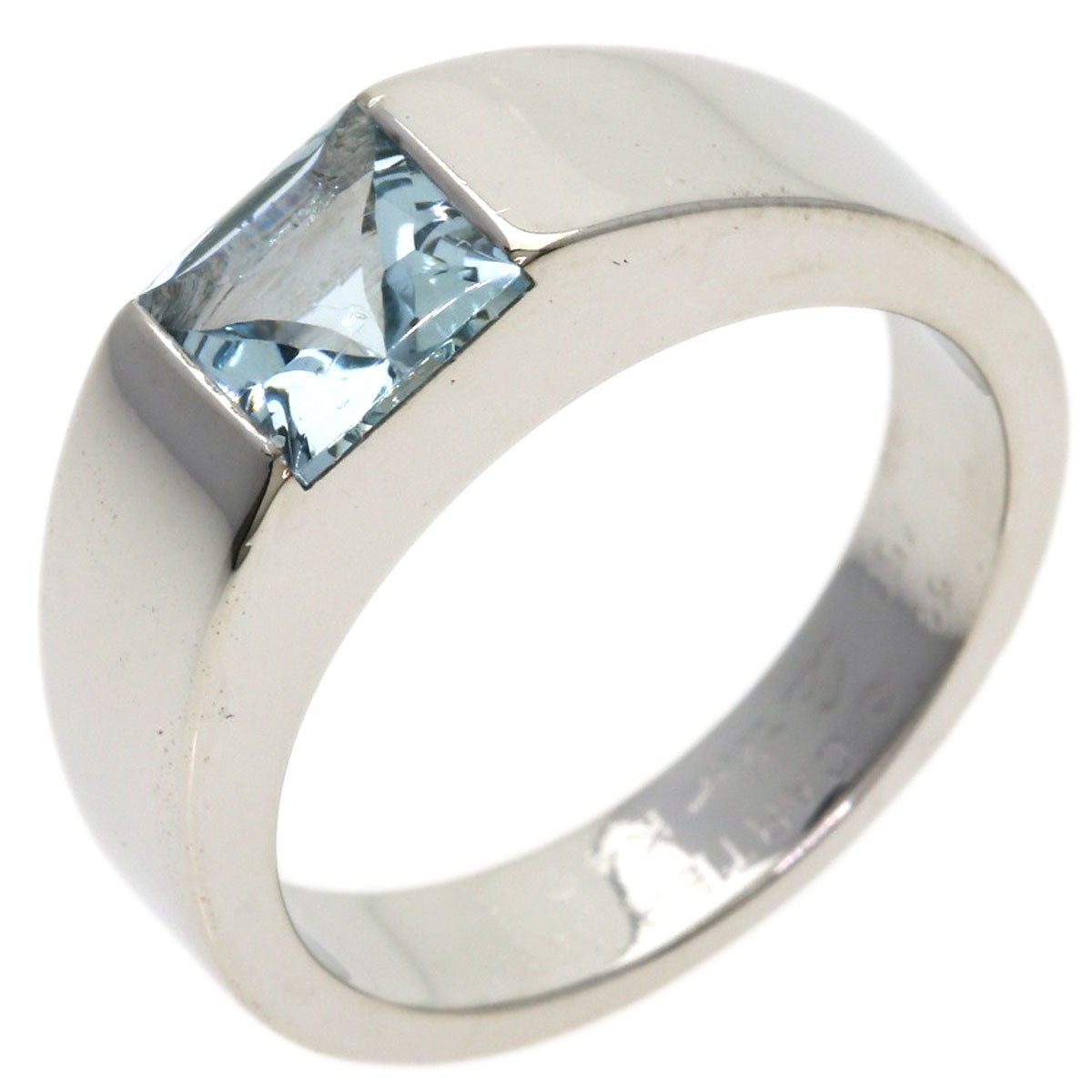 CARTIER Tank Aquamarine #53 Ring K18 White Gold Ladies [Used]