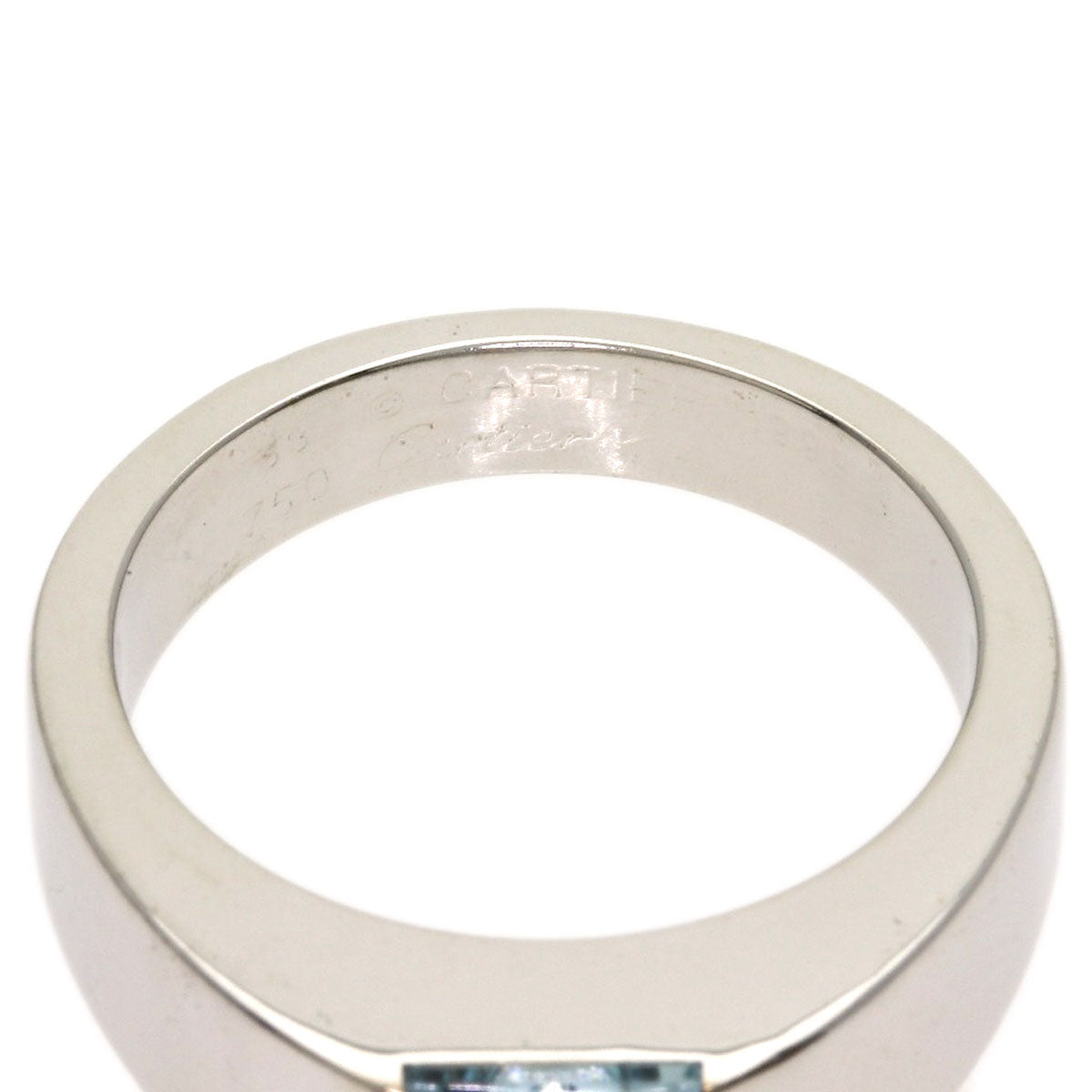 CARTIER Tank Aquamarine #53 Ring K18 White Gold Ladies [Used]