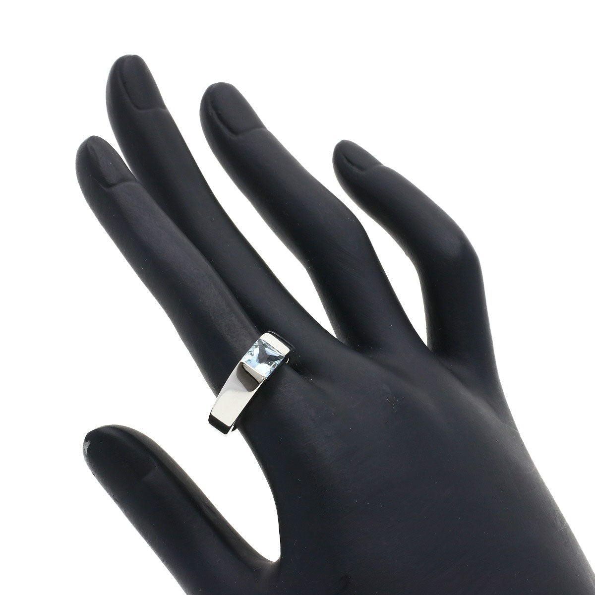 CARTIER Tank Aquamarine #53 Ring K18 White Gold Ladies [Used]