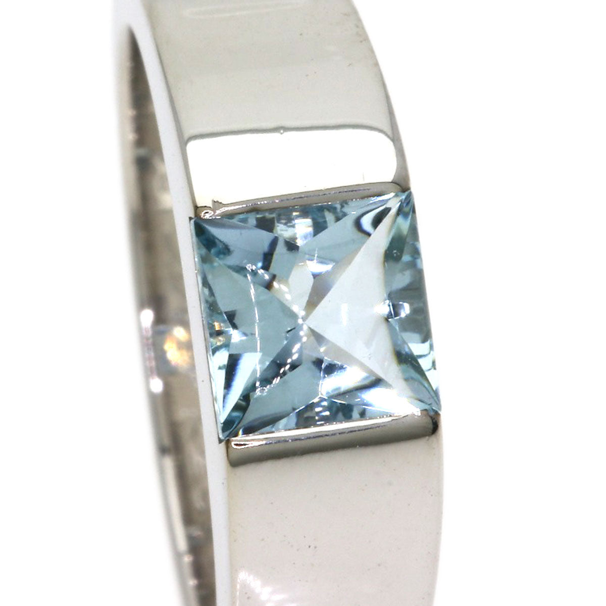 CARTIER Tank Aquamarine #53 Ring K18 White Gold Ladies [Used]
