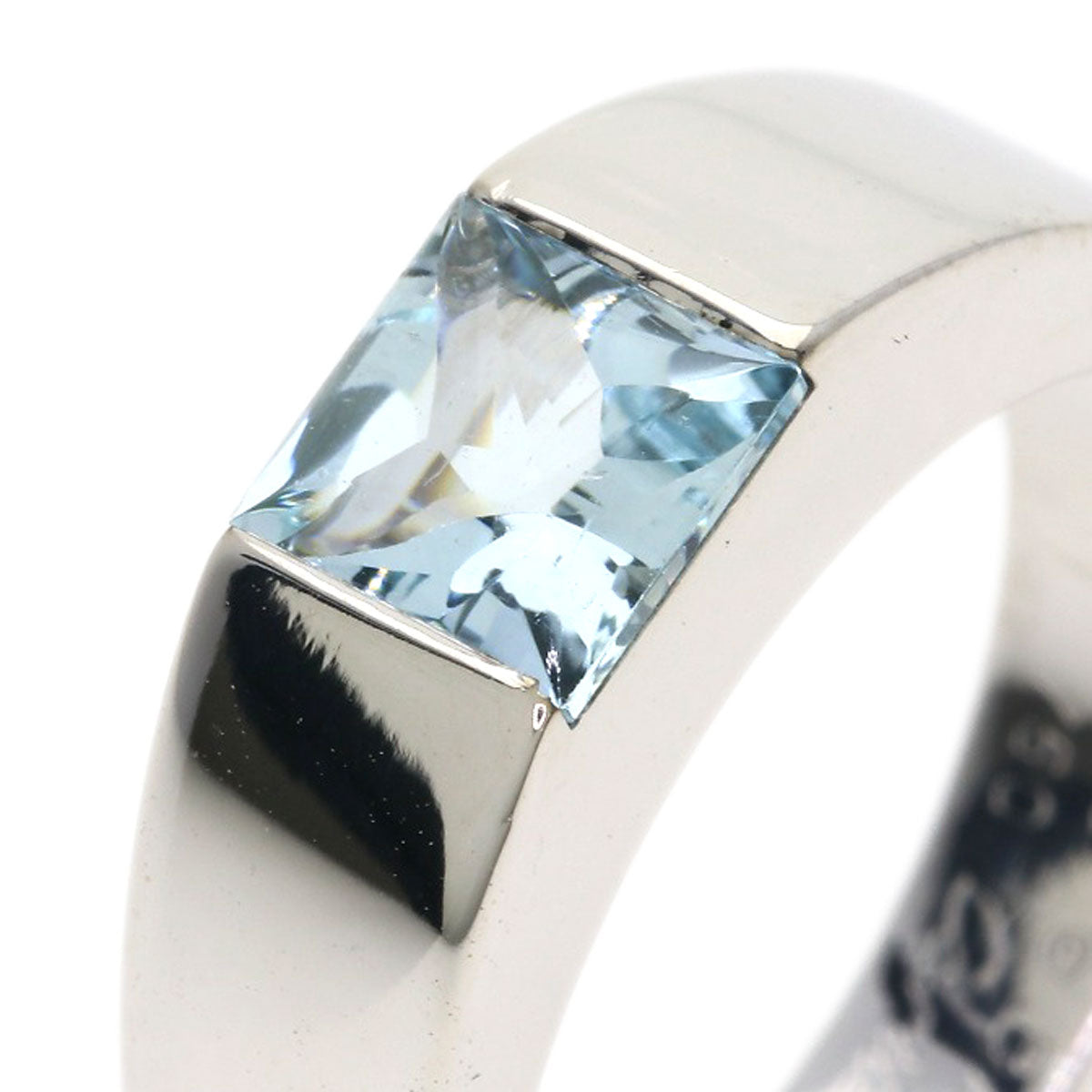 CARTIER Tank Aquamarine #53 Ring K18 White Gold Ladies [Used]