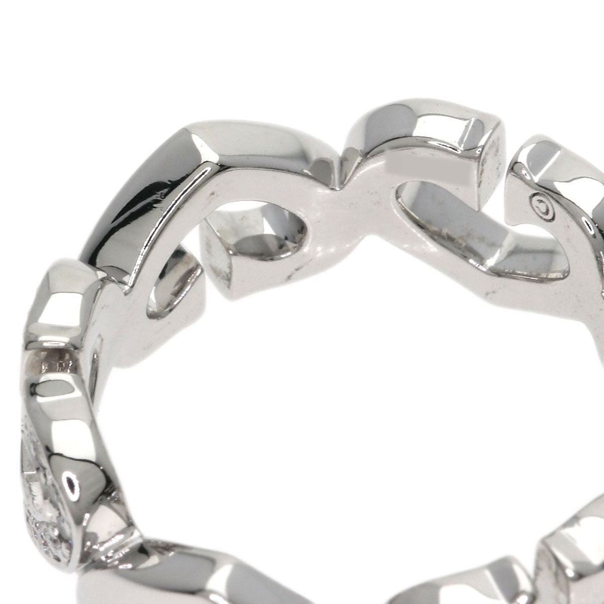 CARTIER C Heart Diamond # 50 Ring K18 White Gold Ladies [Used]