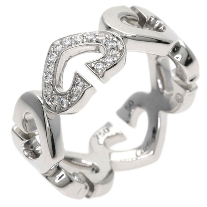 CARTIER C Heart Diamond # 50 Ring K18 White Gold Ladies [Used]