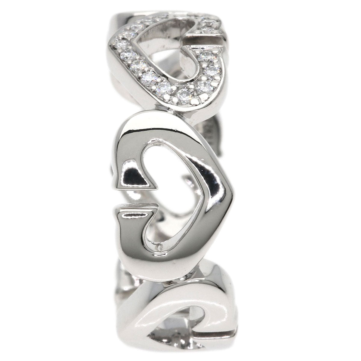 CARTIER C Heart Diamond # 50 Ring K18 White Gold Ladies [Used]