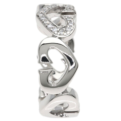 CARTIER C Heart Diamond # 50 Ring K18 White Gold Ladies [Used]