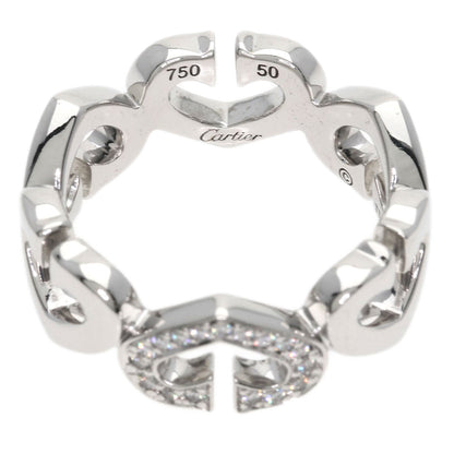 CARTIER C Heart Diamond # 50 Ring K18 White Gold Ladies [Used]