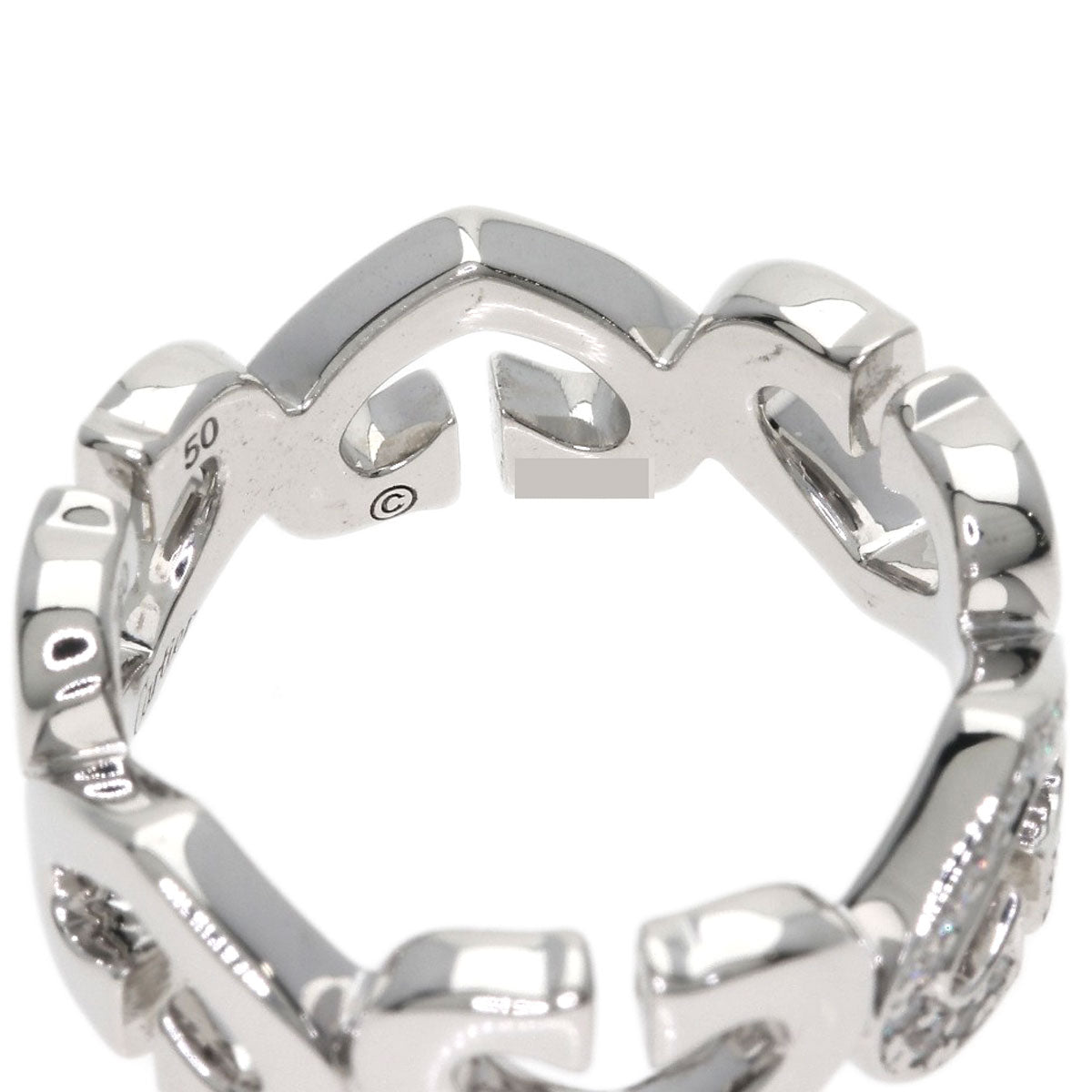 CARTIER C Heart Diamond # 50 Ring K18 White Gold Ladies [Used]