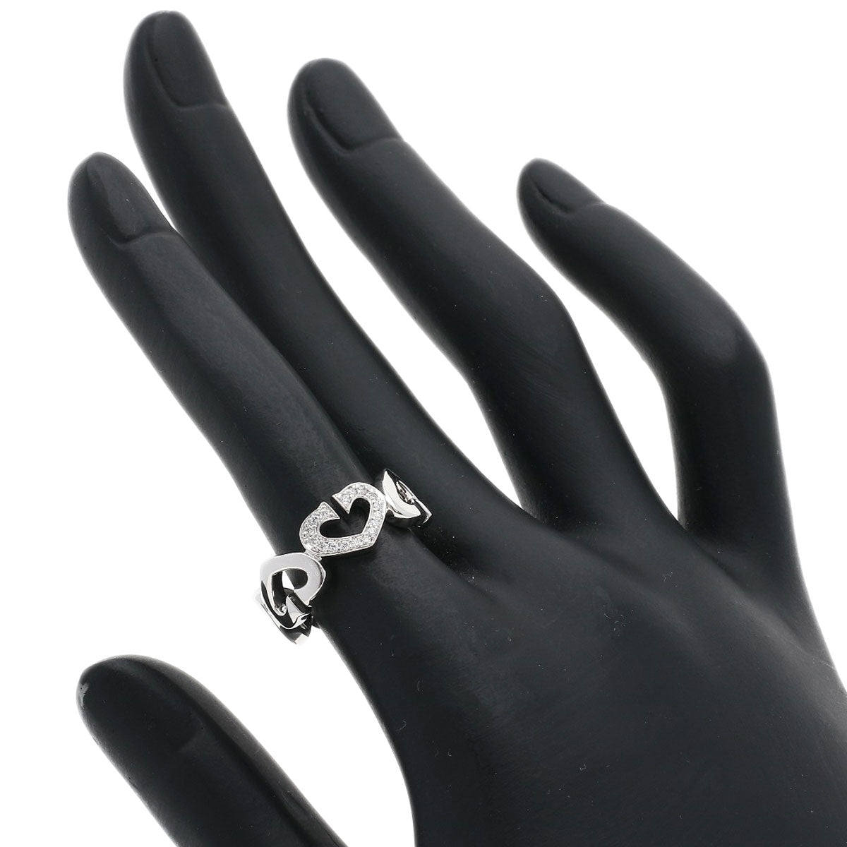 CARTIER C Heart Diamond # 50 Ring K18 White Gold Ladies [Used]