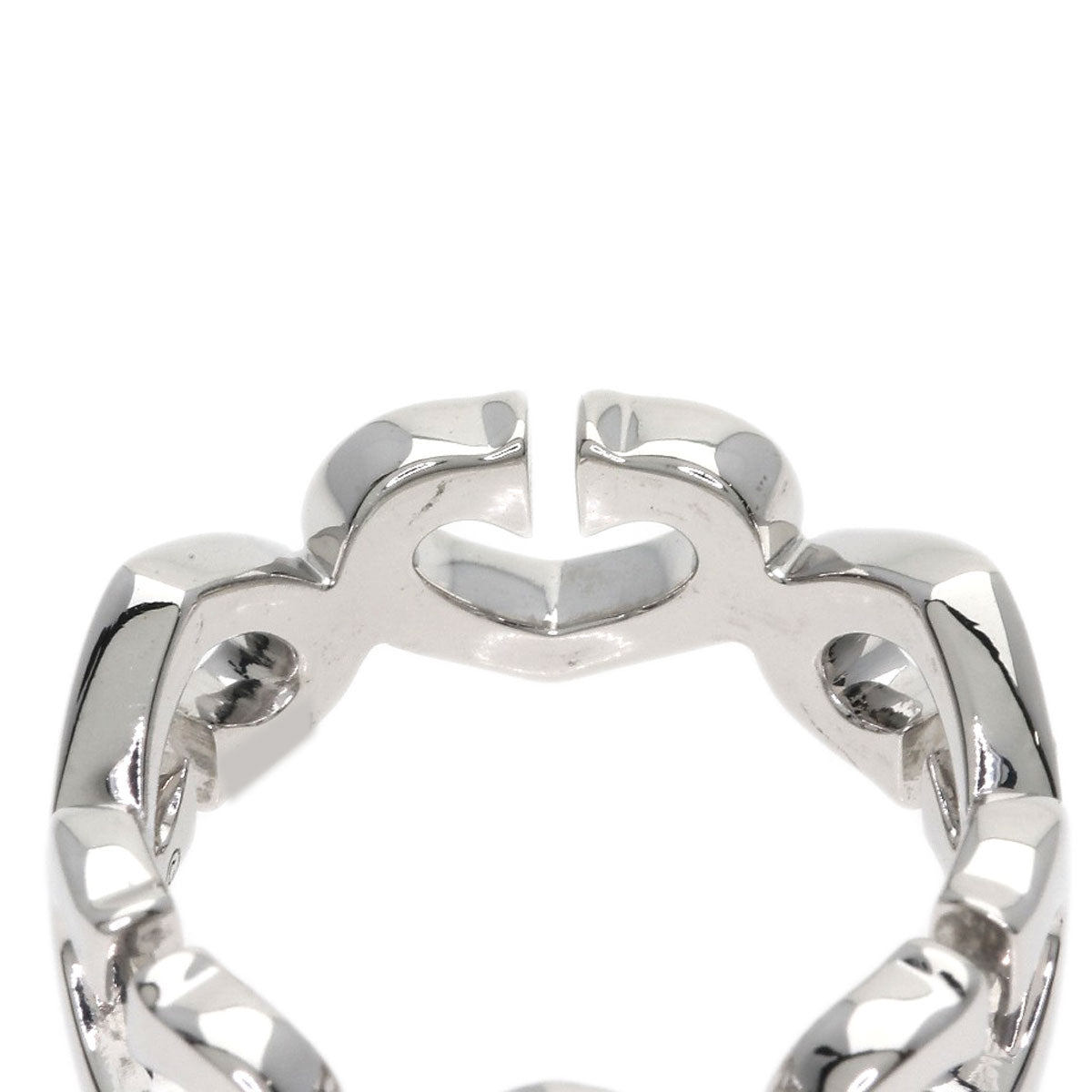 CARTIER C Heart Diamond # 50 Ring K18 White Gold Ladies [Used]