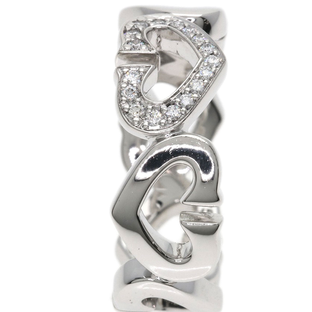 CARTIER C Heart Diamond # 50 Ring K18 White Gold Ladies [Used]