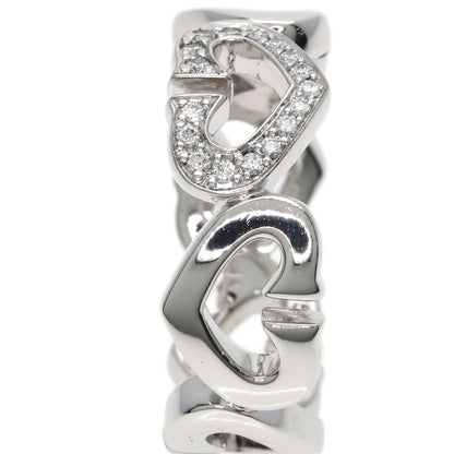 CARTIER C Heart Diamond # 50 Ring K18 White Gold Ladies [Used]
