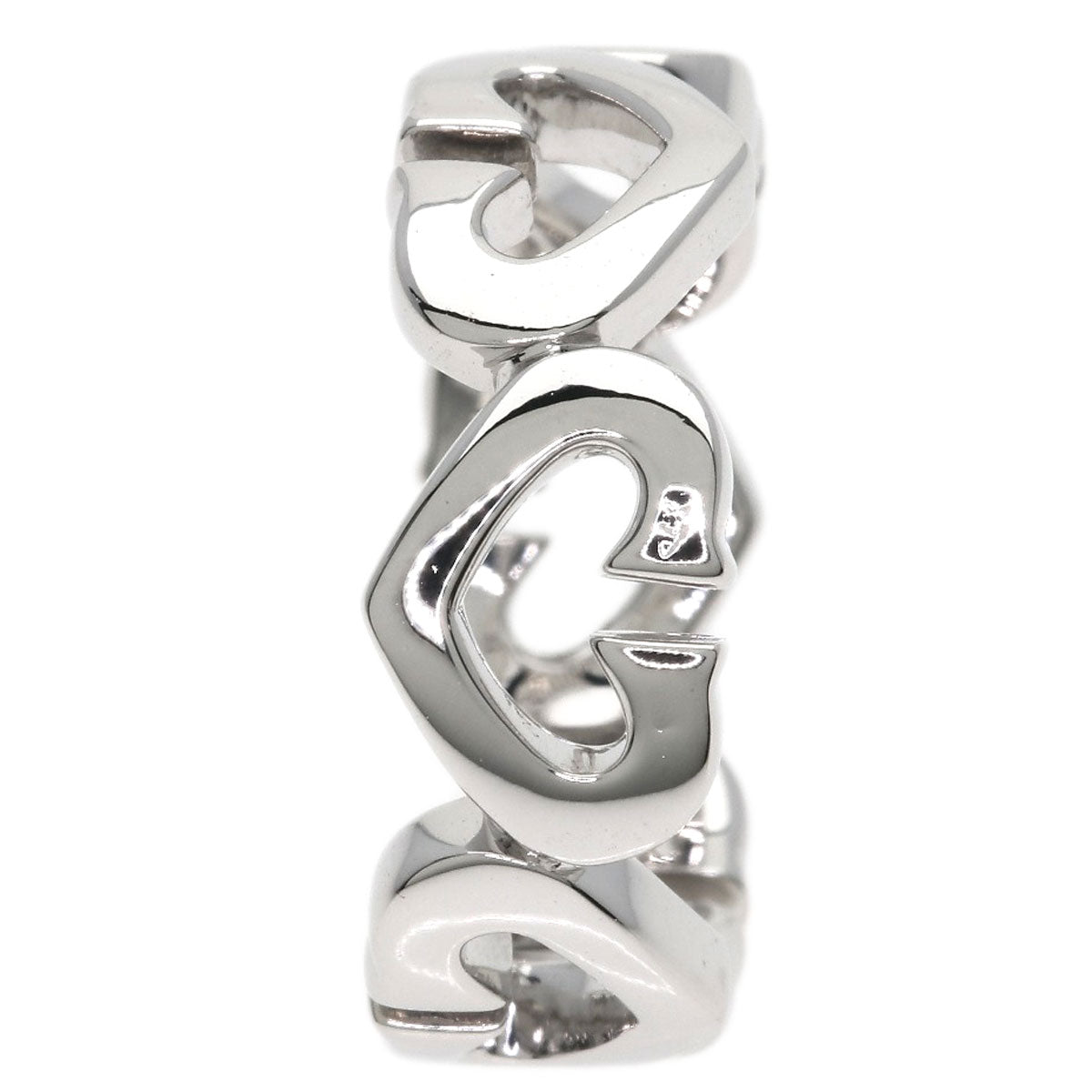 CARTIER C Heart Diamond # 50 Ring K18 White Gold Ladies [Used]