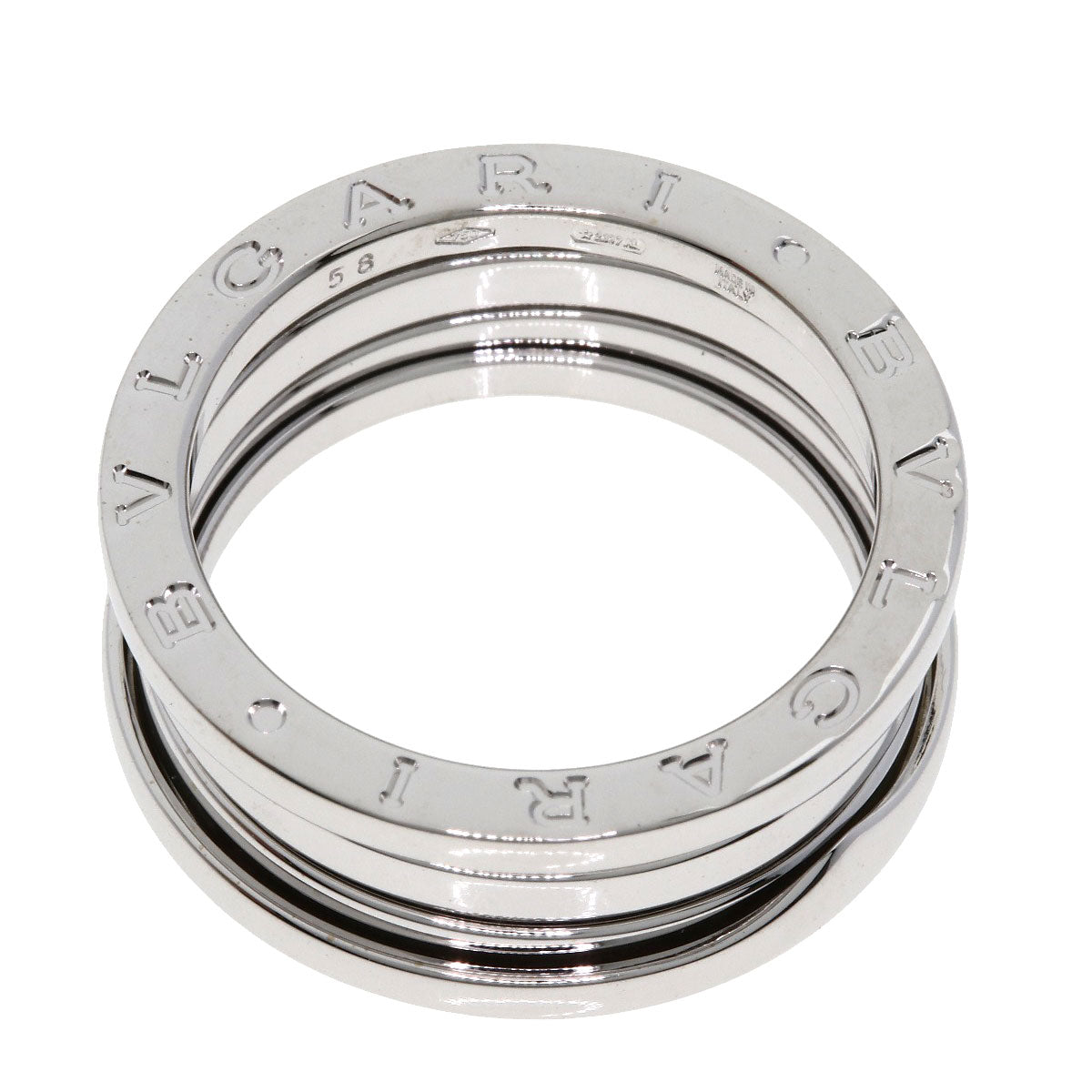 BVLGARI B.zero1 3 Bands #58 Ring K18 White Gold Ladies [Used]