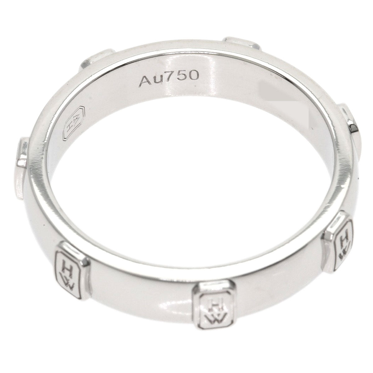 HARRY WINSTON HW logo band Diamond Ring K18 White Gold Ladies [Used]
