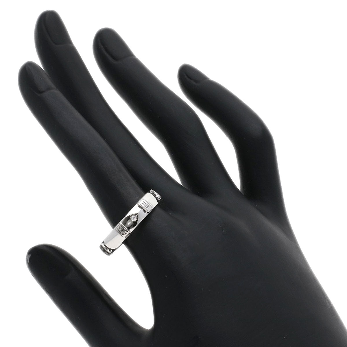 HARRY WINSTON HW logo band Diamond Ring K18 White Gold Ladies [Used]