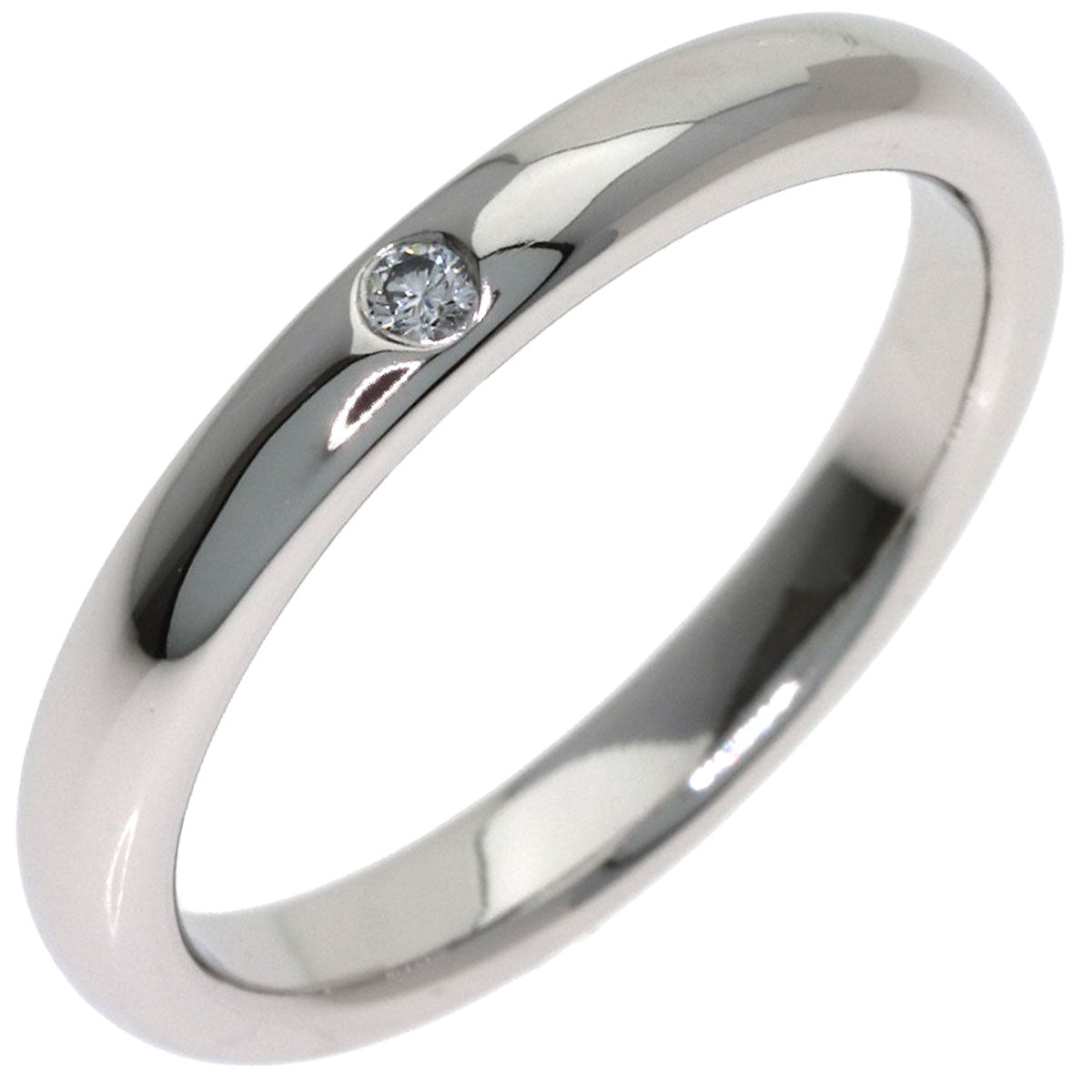 TIFFANY&Co. Curved Band 1P Diamond Ring Platinum PT950 Ladies [Used]
