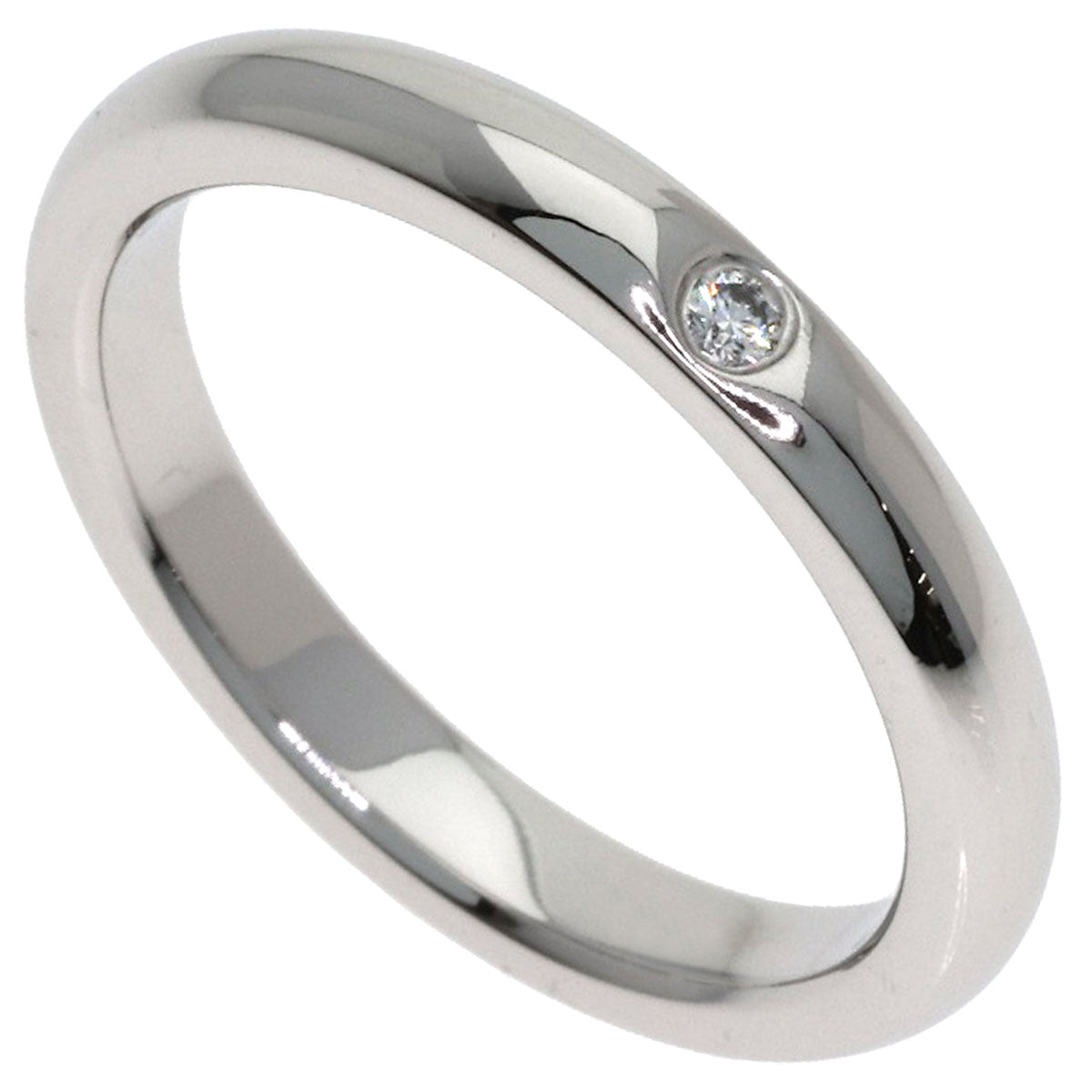 TIFFANY&Co. Curved Band 1P Diamond Ring Platinum PT950 Ladies [Used]