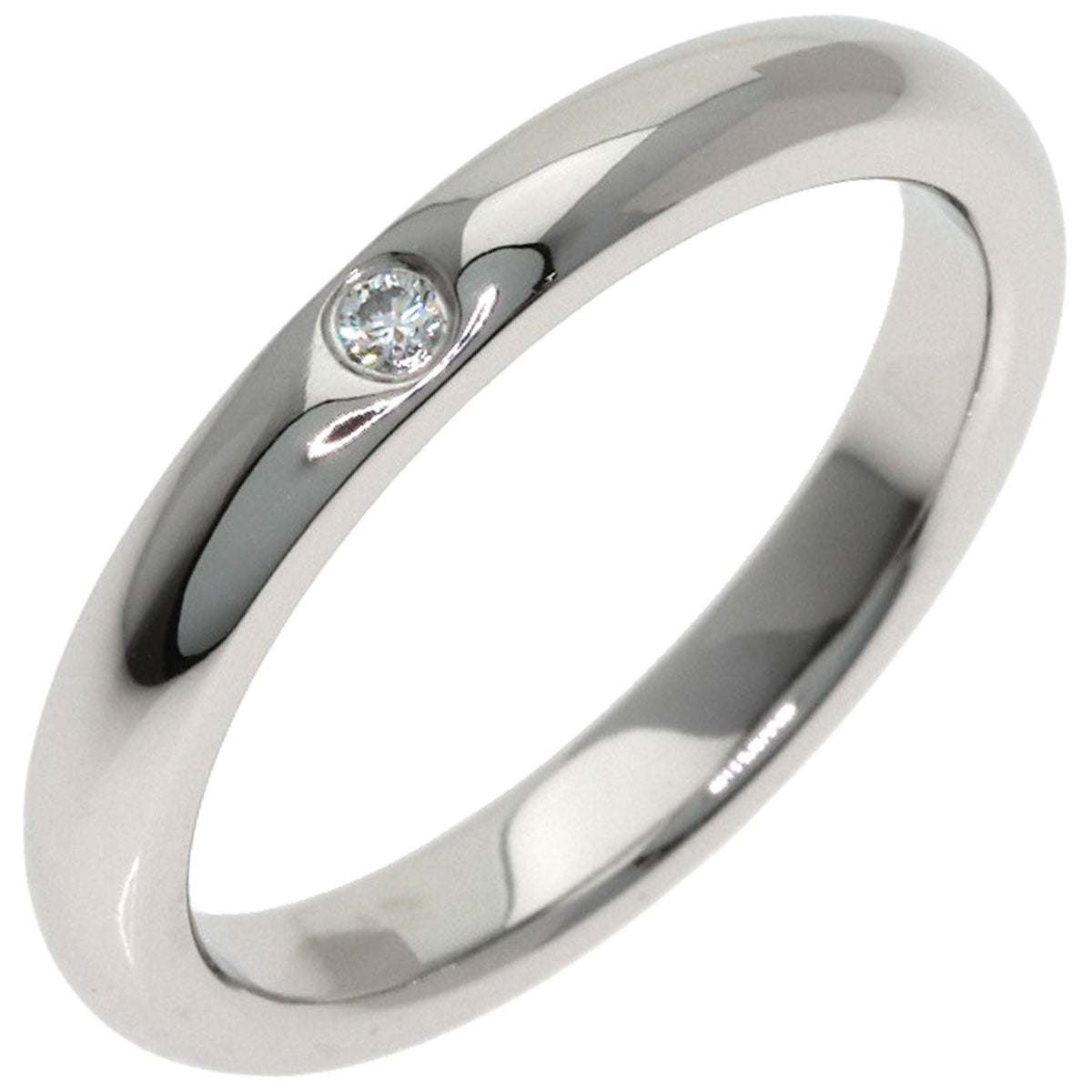 TIFFANY&Co. Curved Band 1P Diamond Ring Platinum PT950 Ladies [Used]