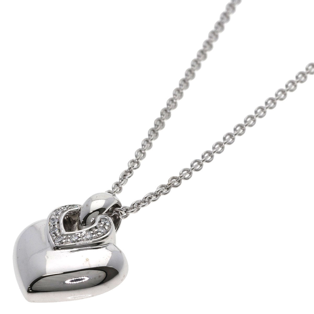 BVLGARI Doppio Cuore Diamond Necklace K18 White Gold Ladies [Used]