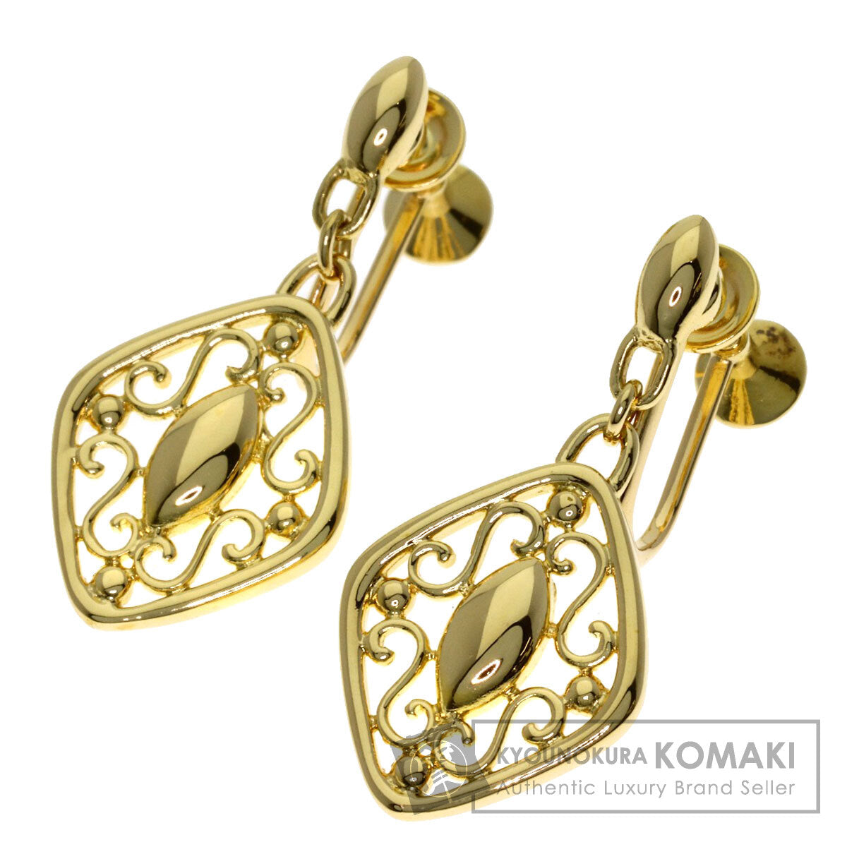 MIKIMOTO Openwork motif Earring K18 Yellow Gold Ladies [Used]