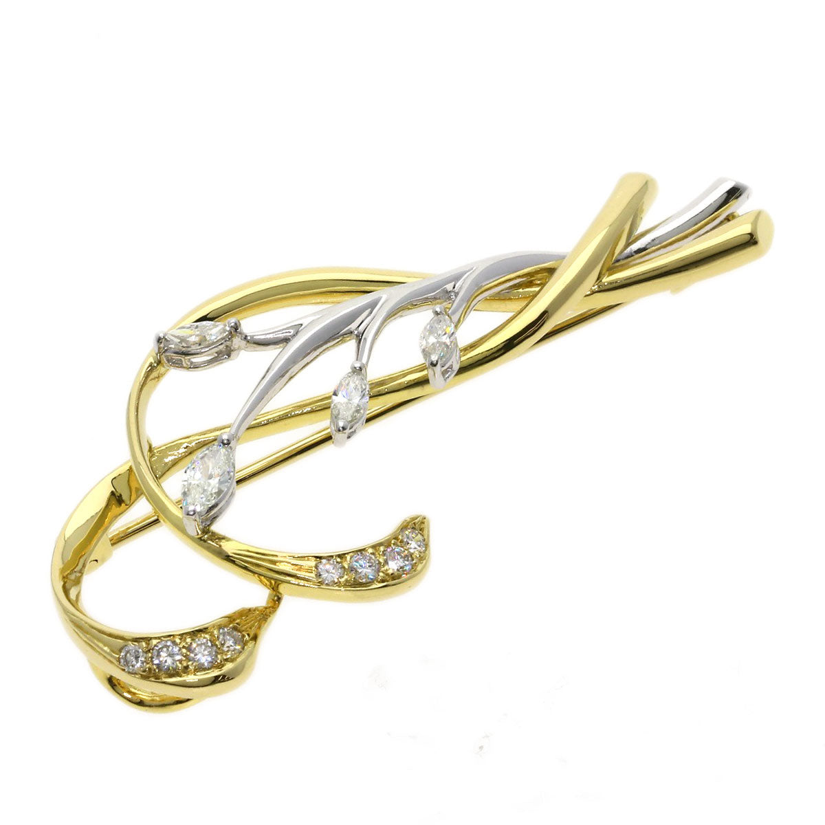 Ponte Vecchio Diamond Brooch K18 Yellow Gold PT900Ladies [Used]