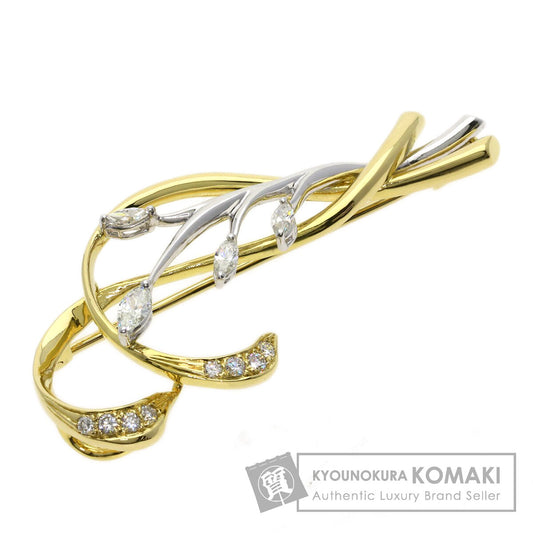 Ponte Vecchio Diamond Brooch K18 Yellow Gold PT900Ladies [Used]