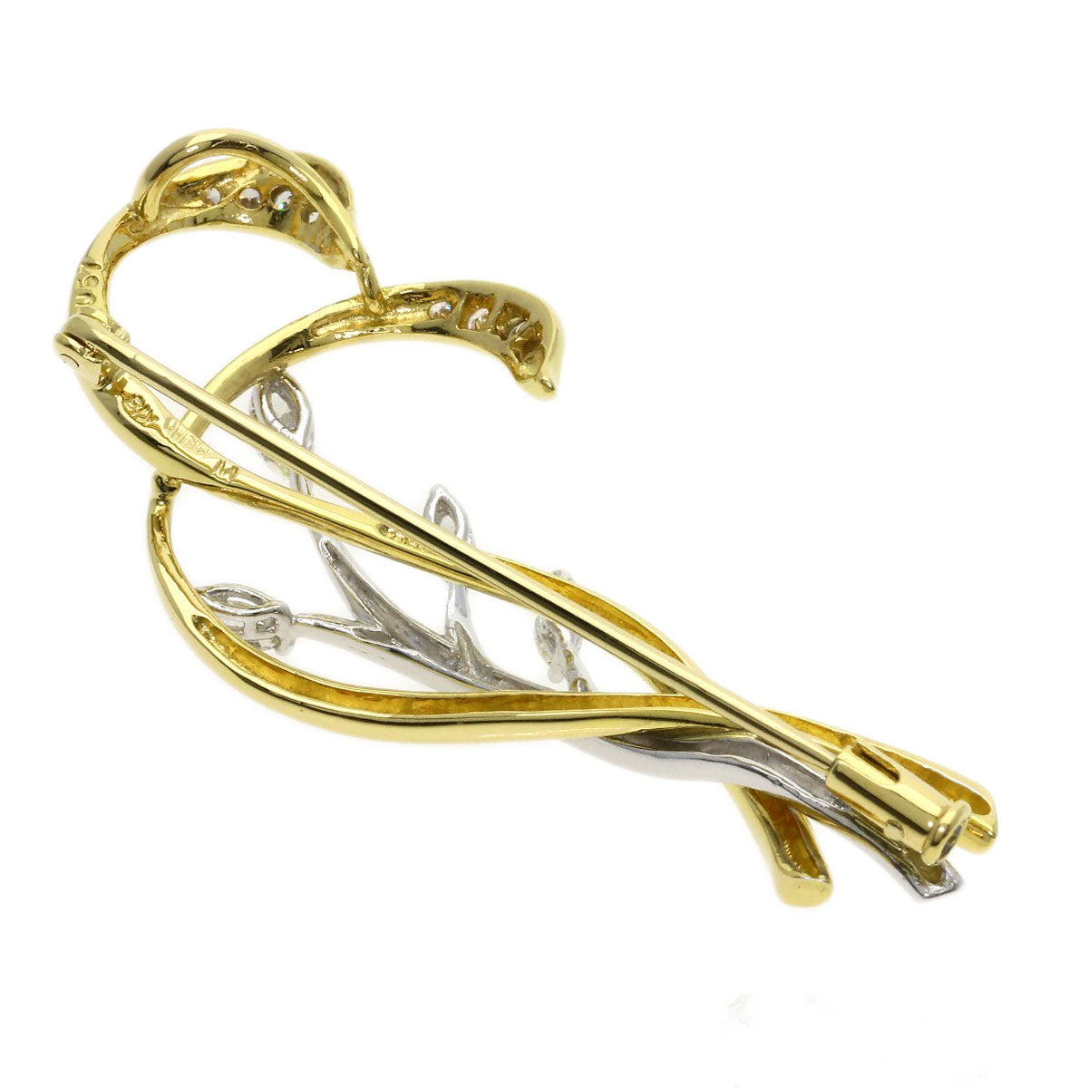 Ponte Vecchio Diamond Brooch K18 Yellow Gold PT900Ladies [Used]