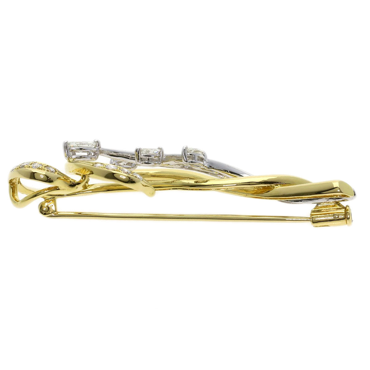 Ponte Vecchio Diamond Brooch K18 Yellow Gold PT900Ladies [Used]