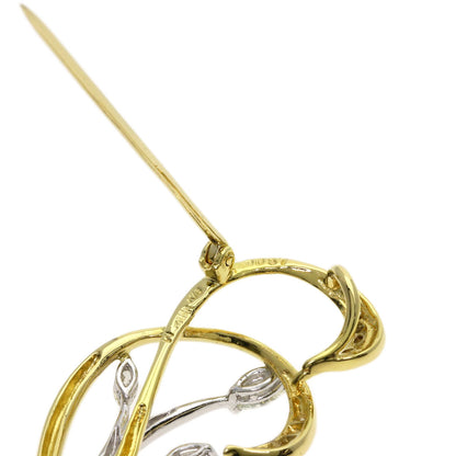 Ponte Vecchio Diamond Brooch K18 Yellow Gold PT900Ladies [Used]