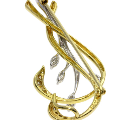 Ponte Vecchio Diamond Brooch K18 Yellow Gold PT900Ladies [Used]