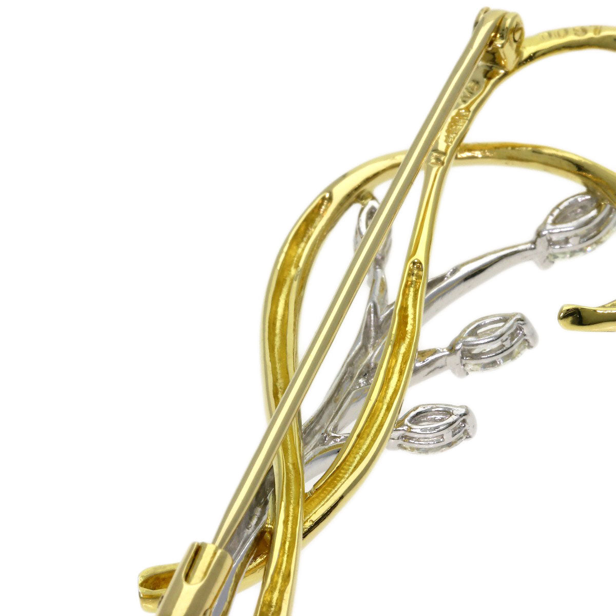 Ponte Vecchio Diamond Brooch K18 Yellow Gold PT900Ladies [Used]