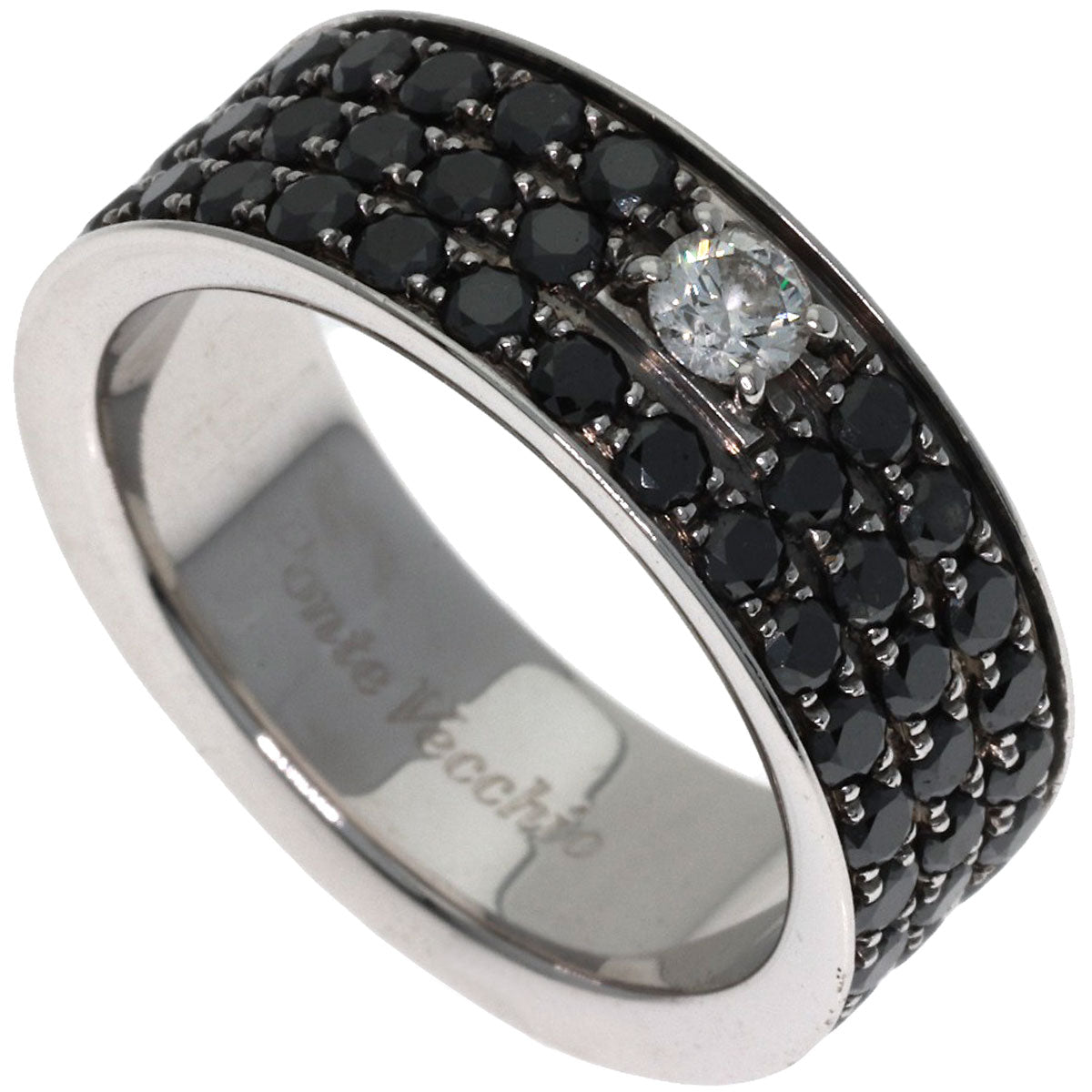 Ponte Vecchio Black　Diamond 1P Diamond Ring K18 White Gold Ladies [Used]