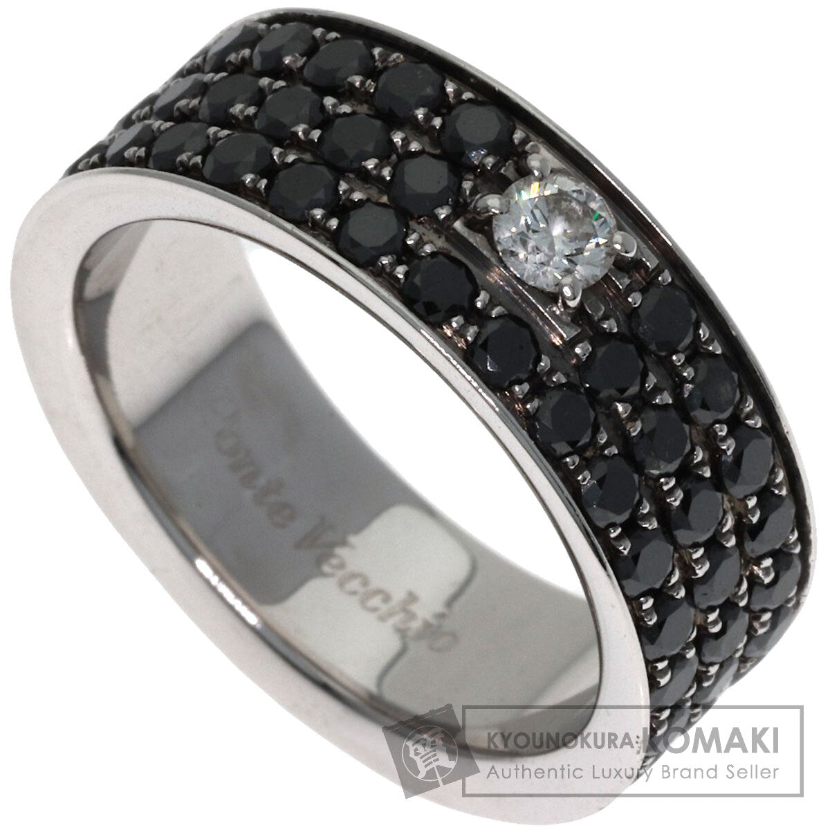 Ponte Vecchio Black　Diamond 1P Diamond Ring K18 White Gold Ladies [Used]