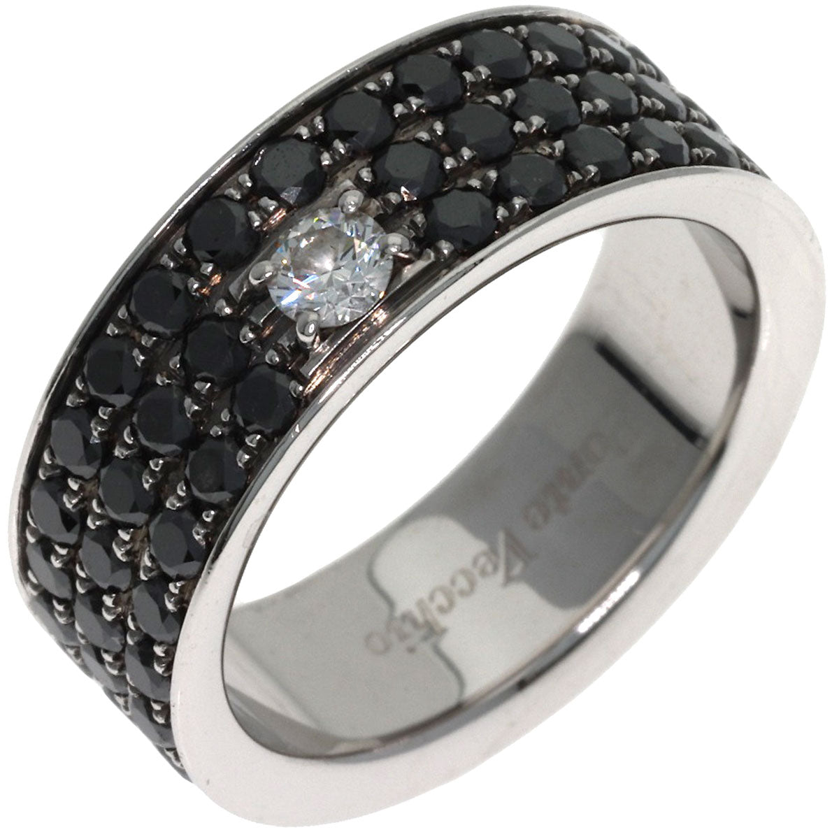 Ponte Vecchio Black　Diamond 1P Diamond Ring K18 White Gold Ladies [Used]