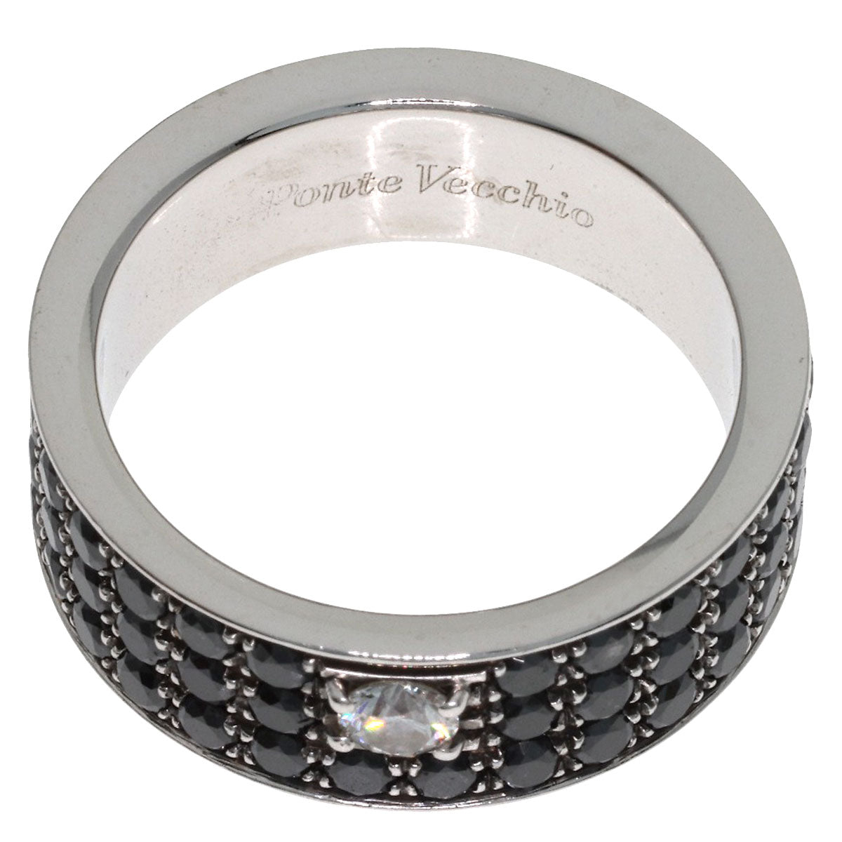 Ponte Vecchio Black　Diamond 1P Diamond Ring K18 White Gold Ladies [Used]