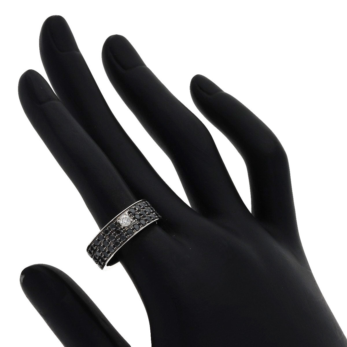 Ponte Vecchio Black　Diamond 1P Diamond Ring K18 White Gold Ladies [Used]