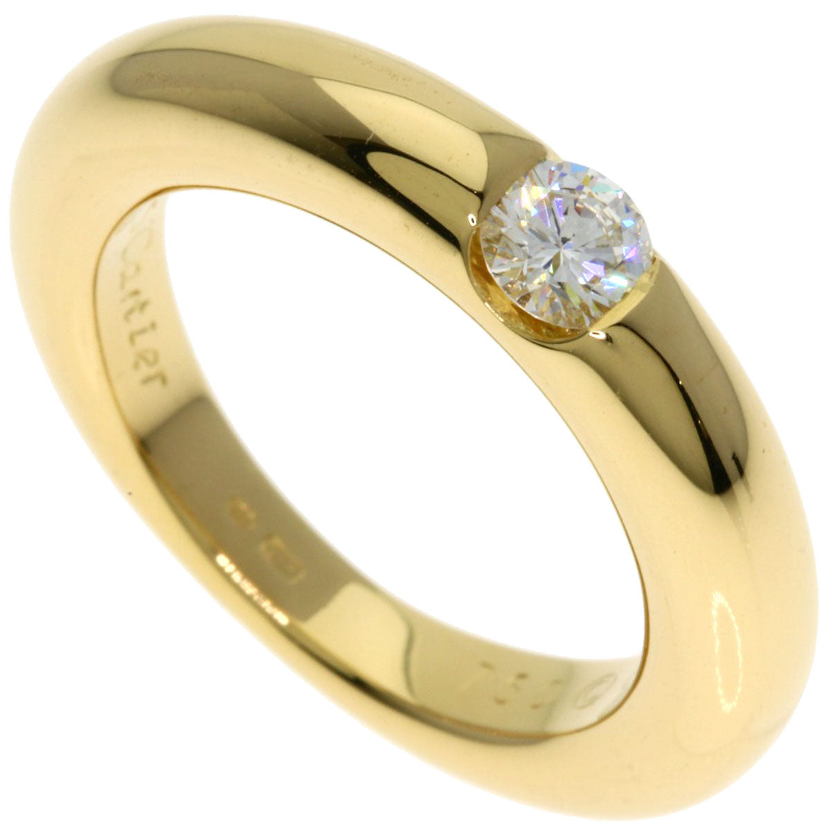 CARTIER Ellipse 1P Diamond #51 Ring K18 Yellow Gold Ladies [Used]
