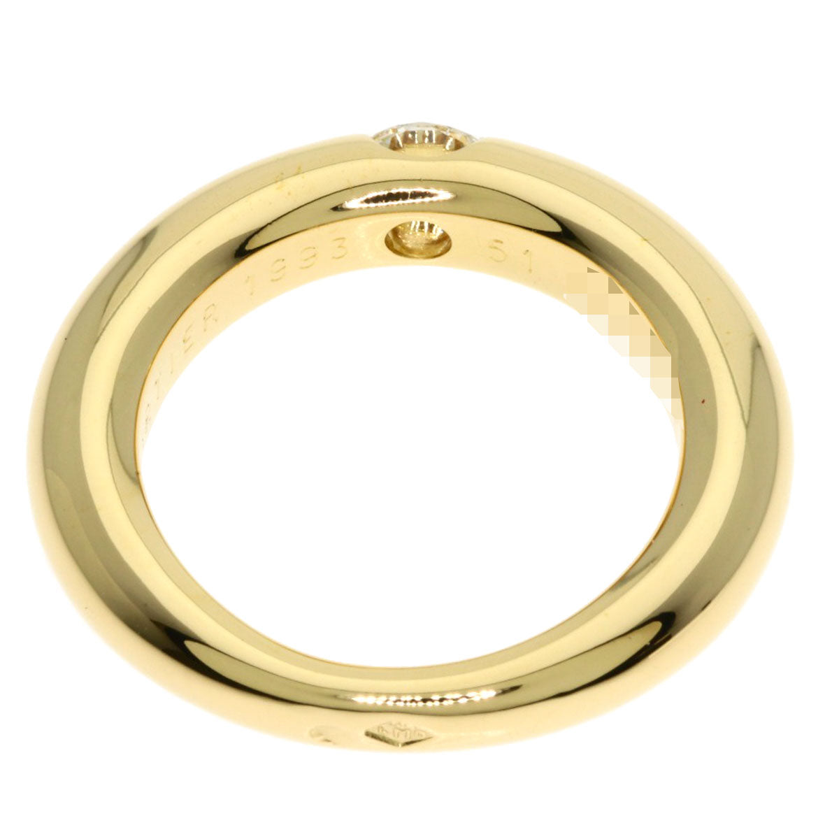 CARTIER Ellipse 1P Diamond #51 Ring K18 Yellow Gold Ladies [Used]