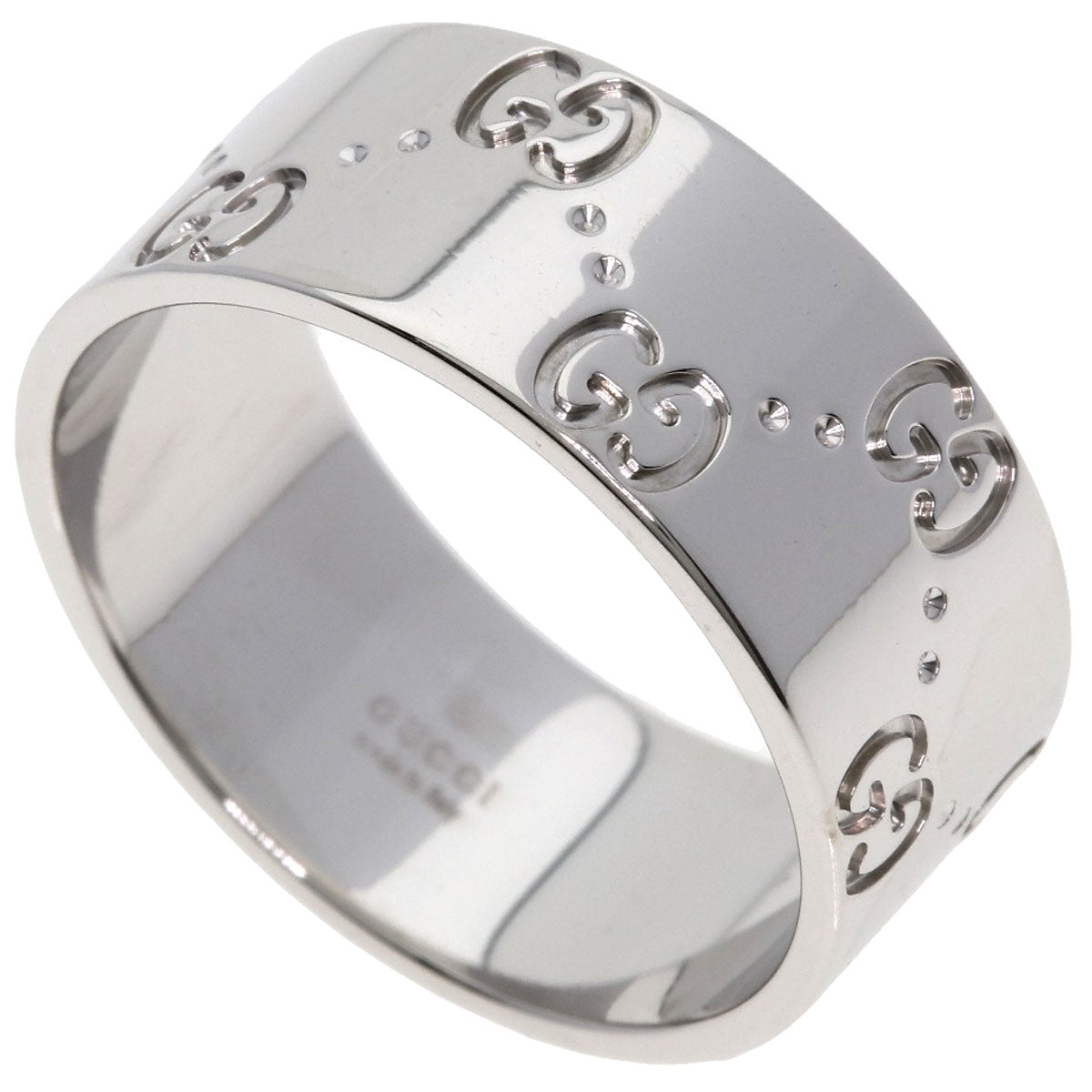 GUCCI Icon Wide #22 Ring K18 White Gold Ladies [Used]