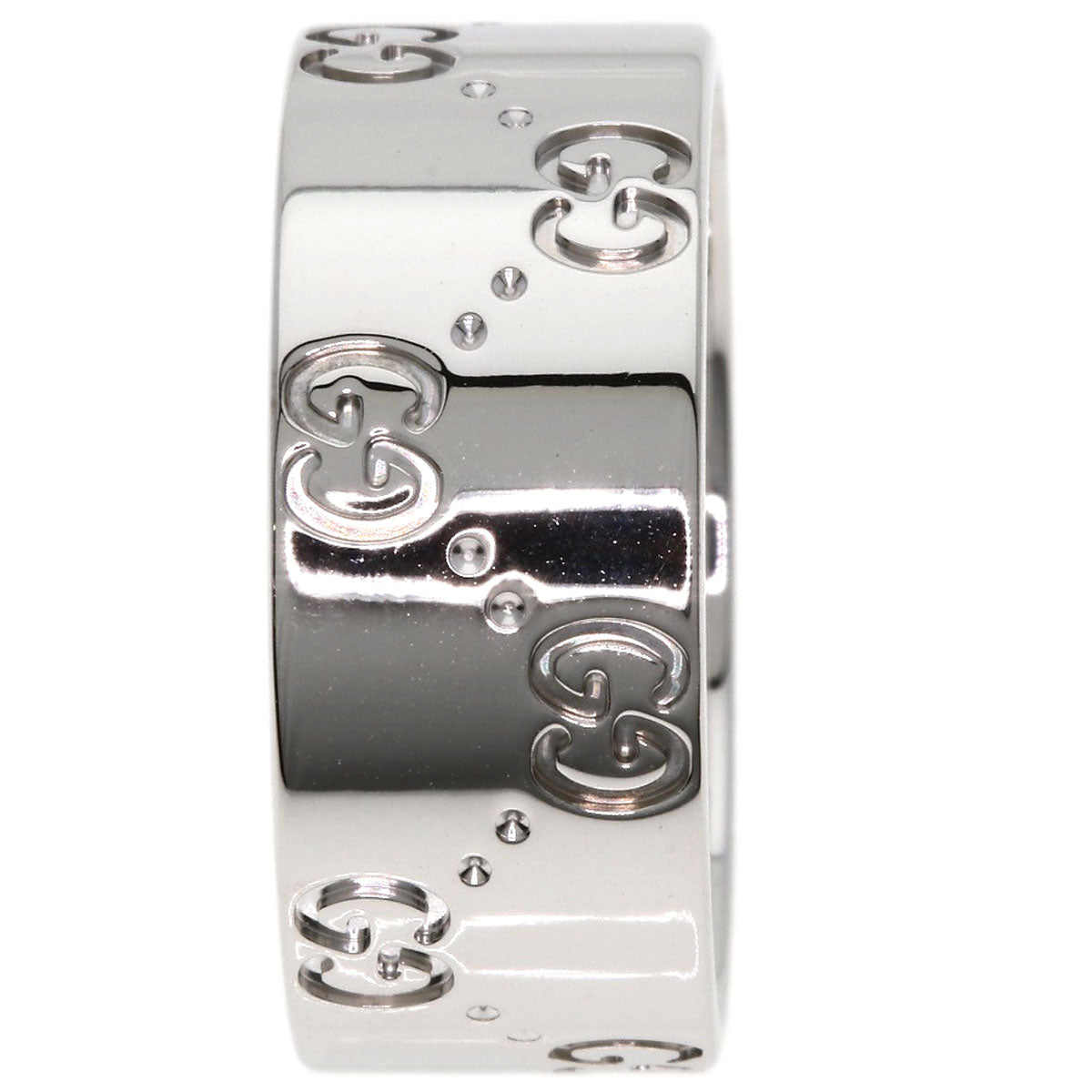 GUCCI Icon Wide #22 Ring K18 White Gold Ladies [Used]