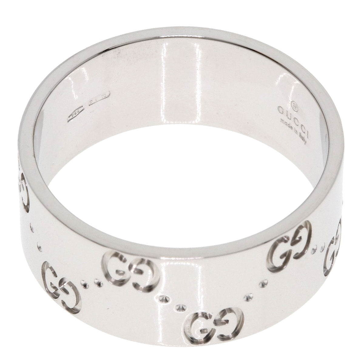 GUCCI Icon Wide #22 Ring K18 White Gold Ladies [Used]