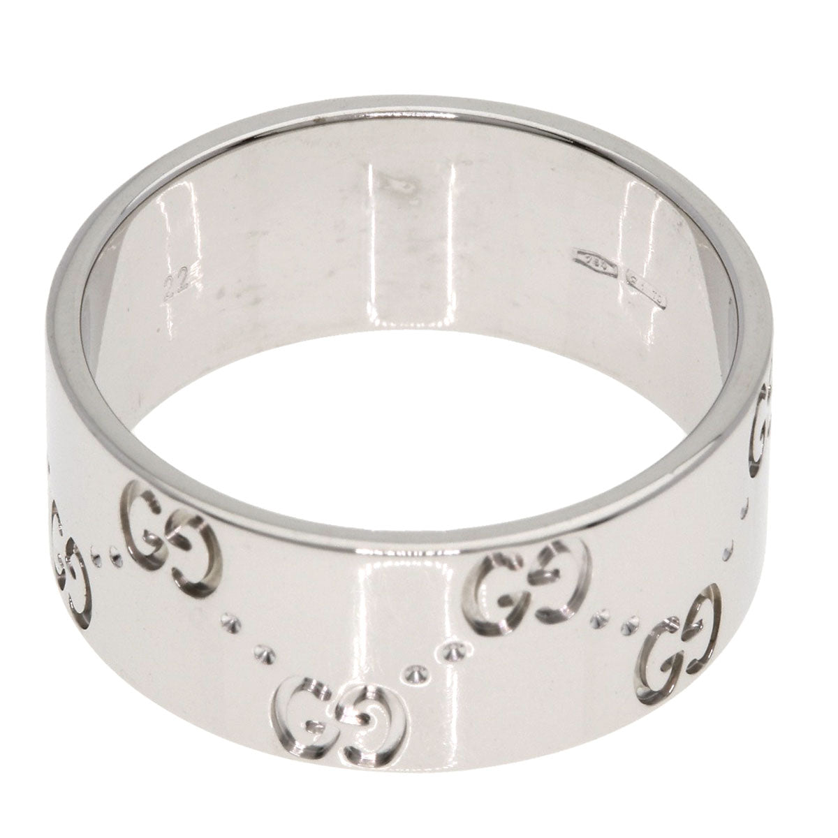 GUCCI Icon Wide #22 Ring K18 White Gold Ladies [Used]