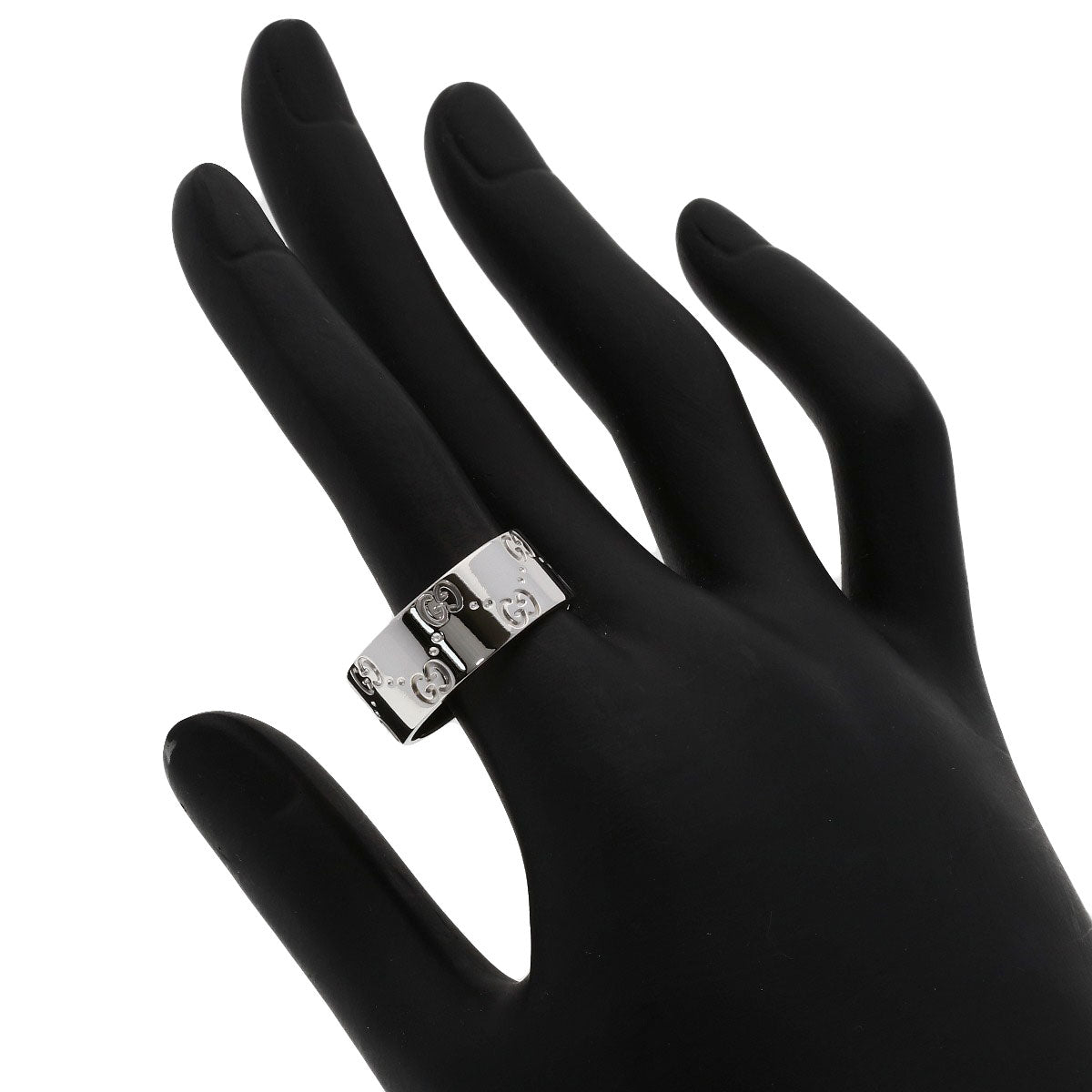 GUCCI Icon Wide #22 Ring K18 White Gold Ladies [Used]