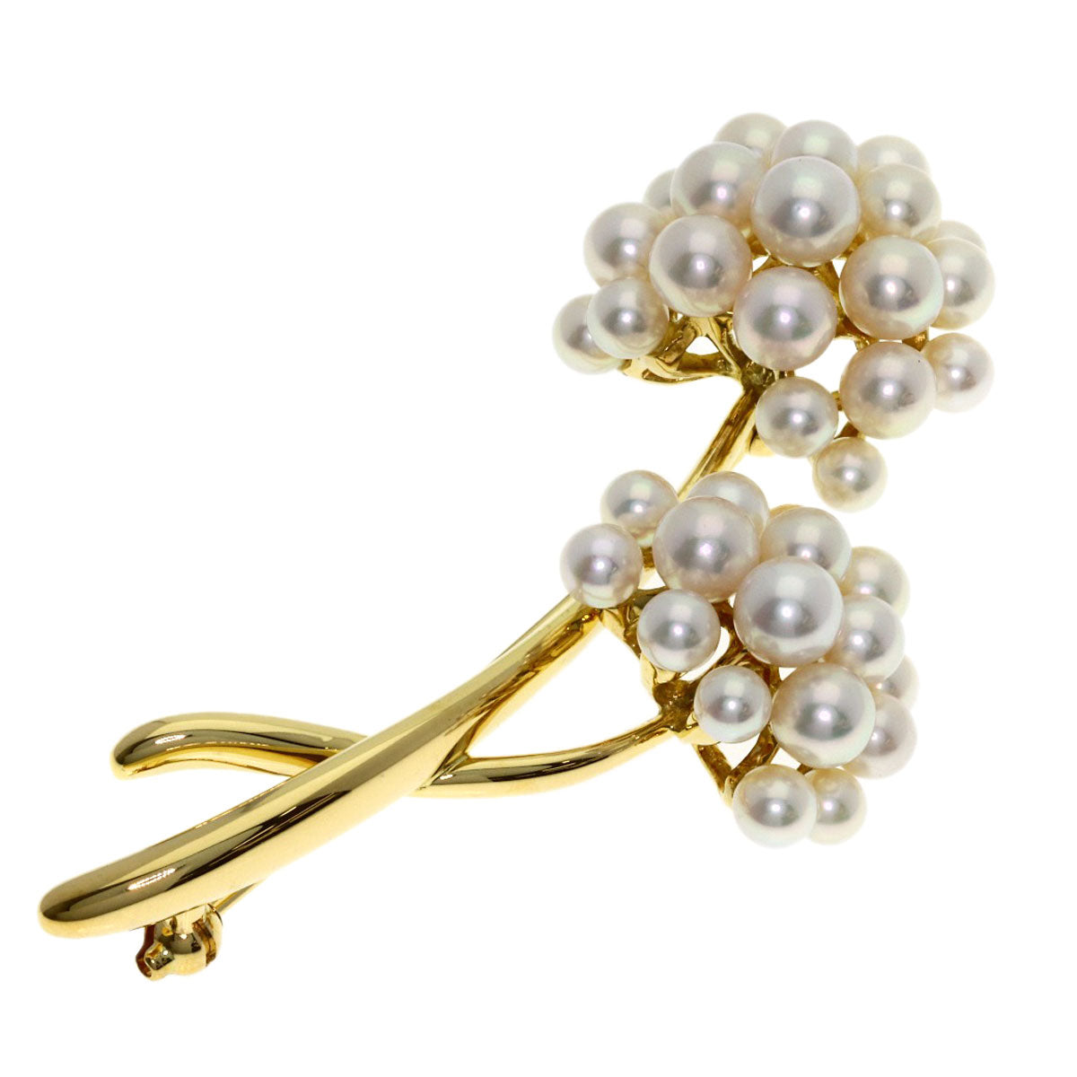 MIKIMOTO Flower motif Pearl Pearl Brooch K18 Yellow Gold Ladies [Used]