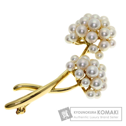 MIKIMOTO Flower motif Pearl Pearl Brooch K18 Yellow Gold Ladies [Used]