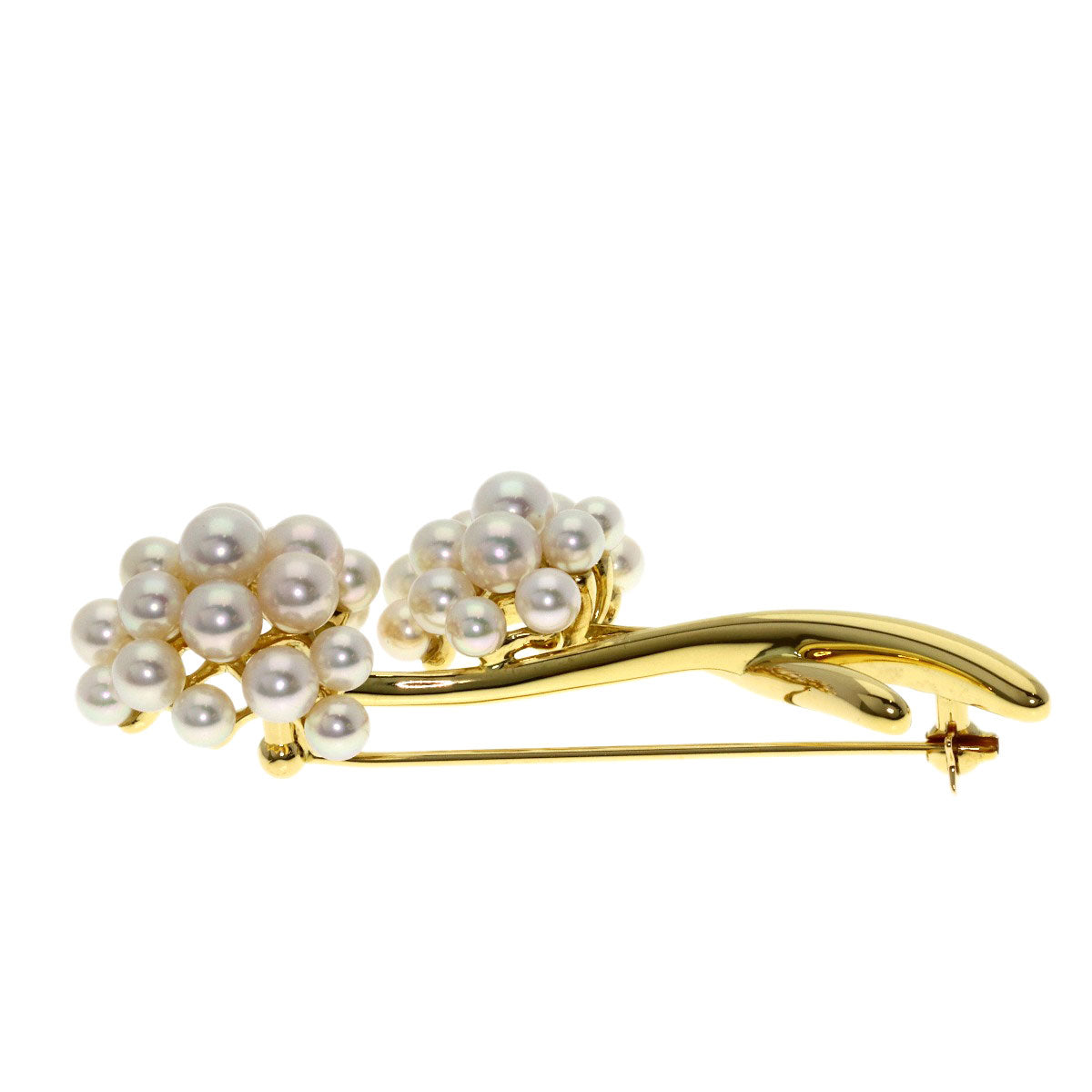 MIKIMOTO Flower motif Pearl Pearl Brooch K18 Yellow Gold Ladies [Used]